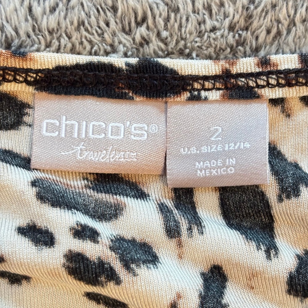2 Chicos Womens Sweater Large Leopard Animal Print Bundle Classic Mob Wife 20115 - Picture 8 of 13